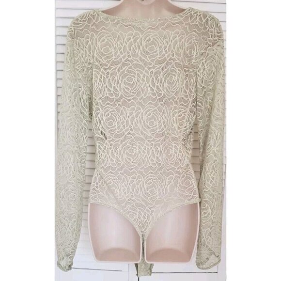 NEW FREE PEOPLE INTIMATELY IN MY HEAD LACE LIGHT GREEN BODYSUIT SZ MEDIUM - Picture 5 of 7